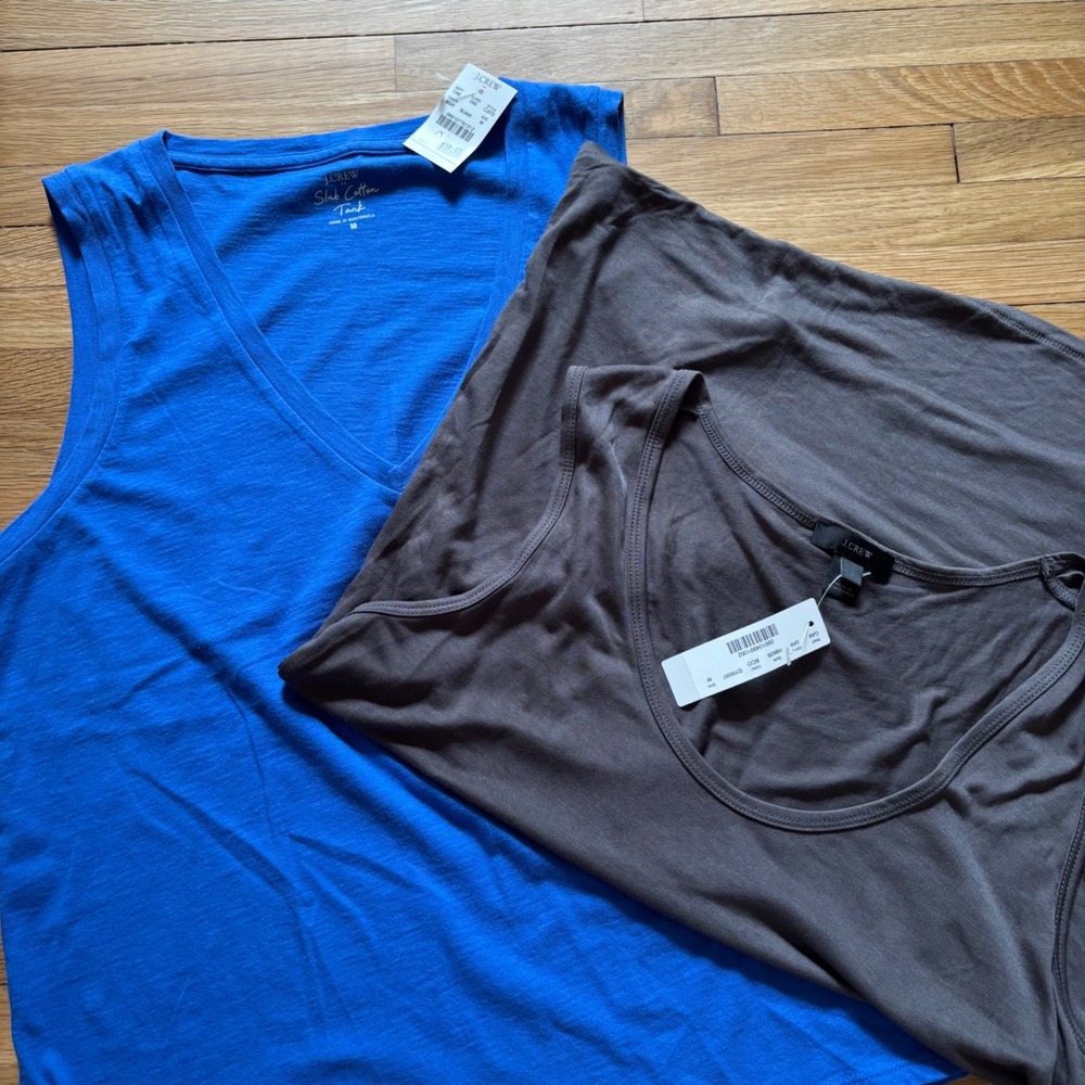 J. Crew Tank Top Bundle Women Medium Capsule Classic Basic Gray Blue NWT Staple